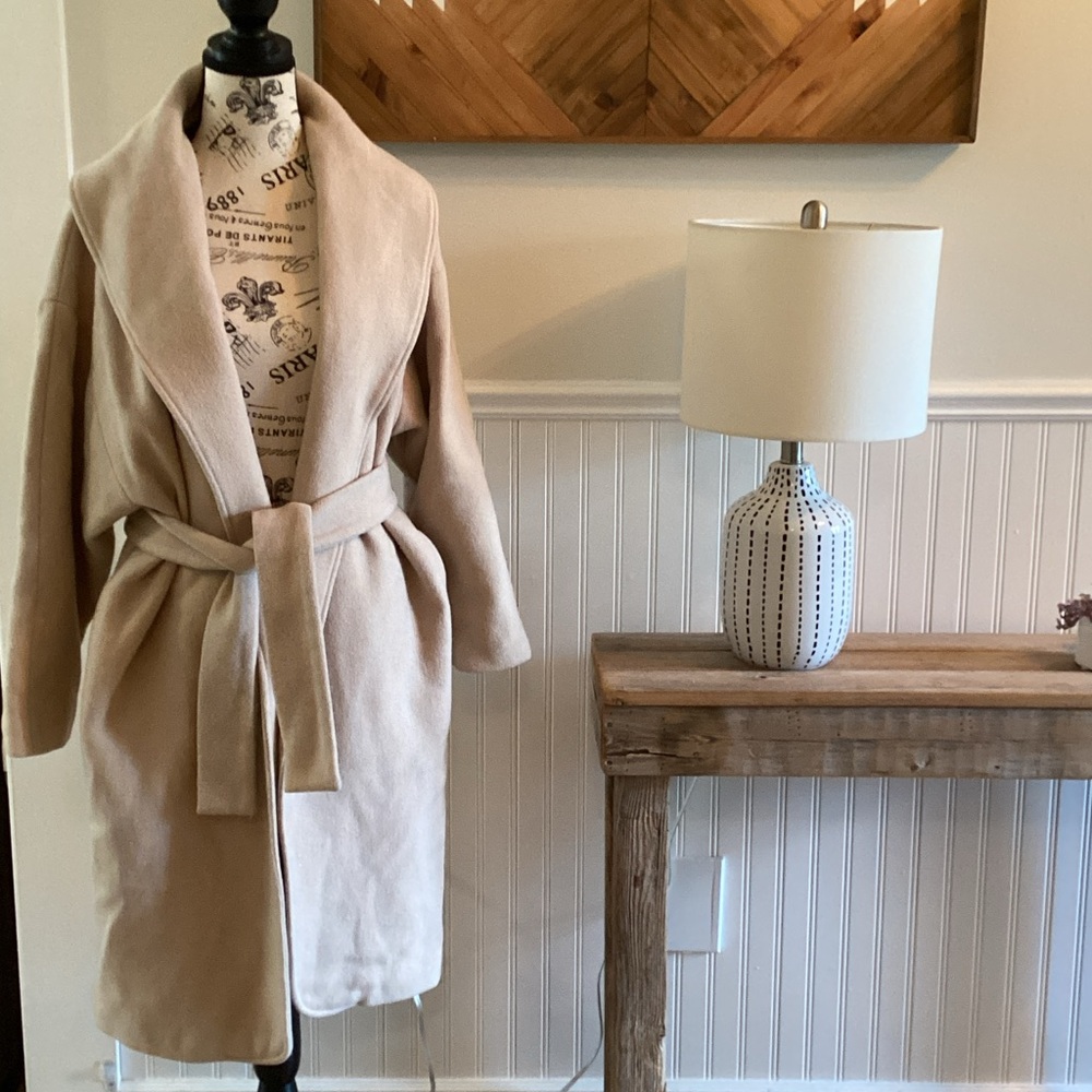 OAK + FORT Tan Belted Trench Coat